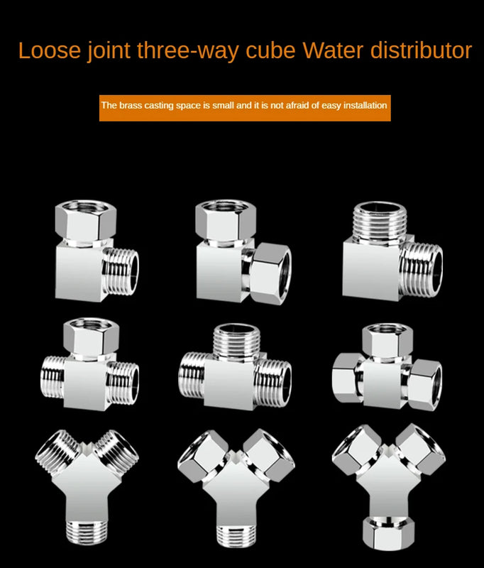 Divisor de grifo 1/2” de latón macizo · Conector en T tres vías · Una entrada y dos salidas para mangueras y tuberíasAdaptadoresHardware > Plumbing > Plumbing Fittings & Supports > Pipe Connectors