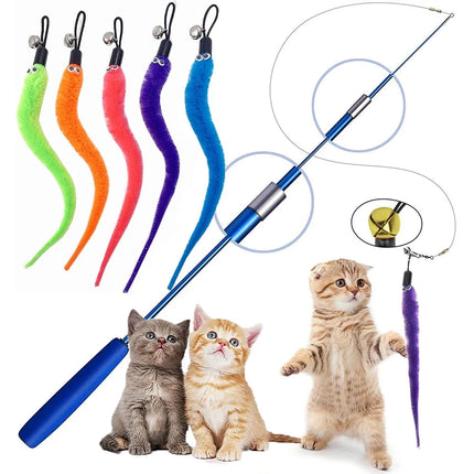 Telescopic wand with 5 pieces of colorful worm with bell