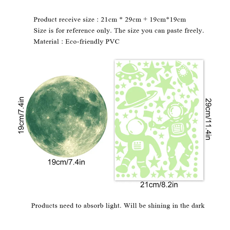 Calcomanías de pared astronauta luminiscentes para decoración infantilAdhesivos