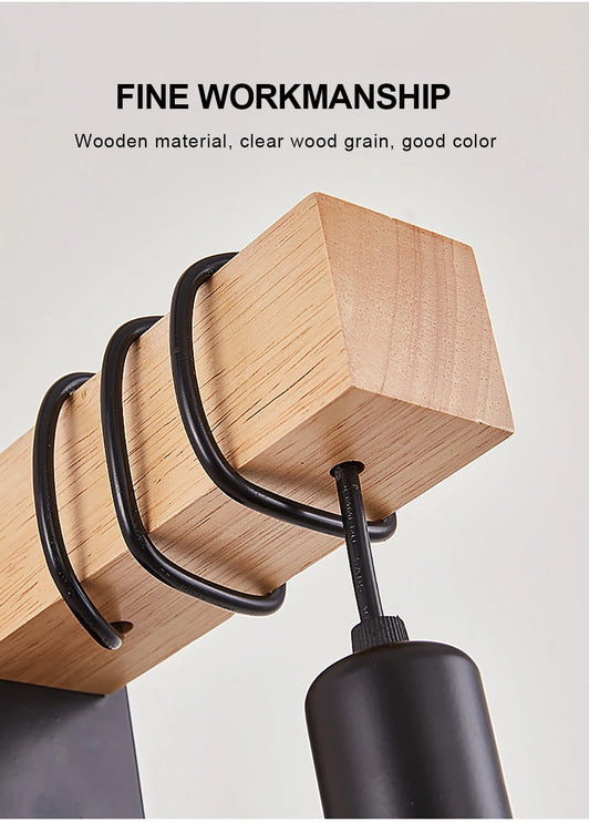 Industrial style wooden wall lamp