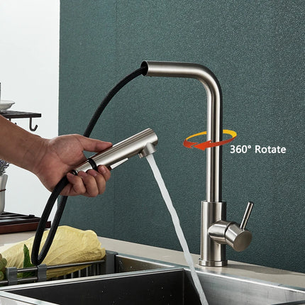 Pull-out kitchen taps with spray regulator