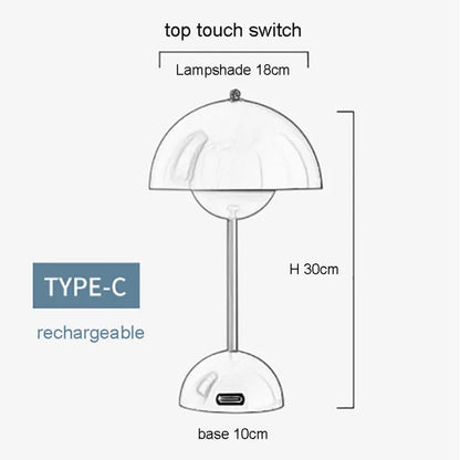 Lámpara de mesa moderna LED recargable tipo C
