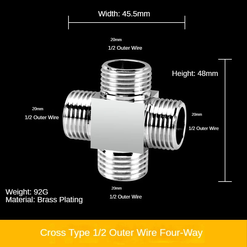 Divisor de grifo 1/2” de latón macizo · Conector en T tres vías · Una entrada y dos salidas para mangueras y tuberíasAdaptadoresHardware > Plumbing > Plumbing Fittings & Supports > Pipe Connectors