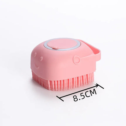 Brosse de bain pour animaux de compagnie avec réservoir de savon