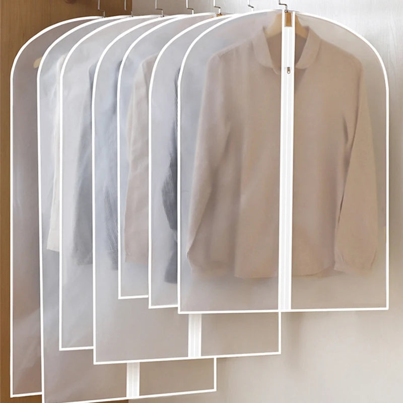 Transparent anti-dust and moisture hanging clothes cover