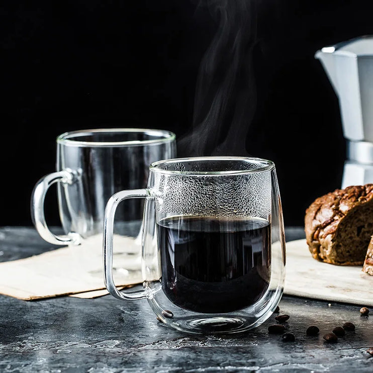 Taza de vidrio de borosilicato doble resistente al calor