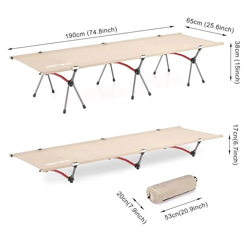 Cama de camping plegable ultraligera | Aleación de aluminio, 2,18 kg, carga 120 kgColchonesSporting Goods > Outdoor Recreation > Camping & Hiking > Camp Furniture > Cots