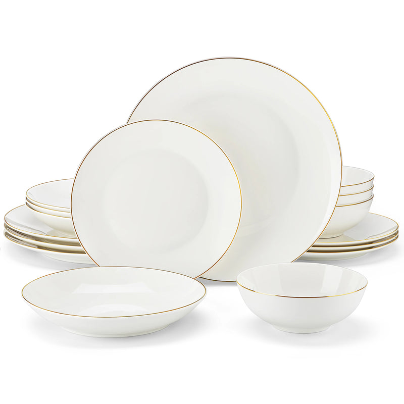 Vajilla de porcelana blanca nórdica 16/32 piezas | plato llano, postre, hondo y cuenco (4/8 comensales)Vajillas completasHome & Garden > Kitchen & Dining > Tableware > Dinnerware > Dinnerware Sets