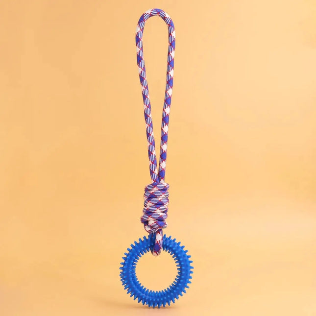 Rope toy with teething ring