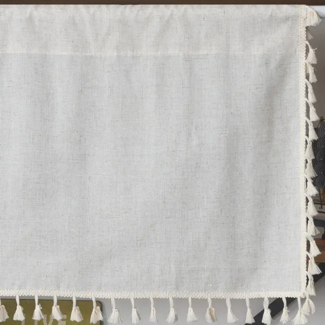 Short linen effect kitchen curtains