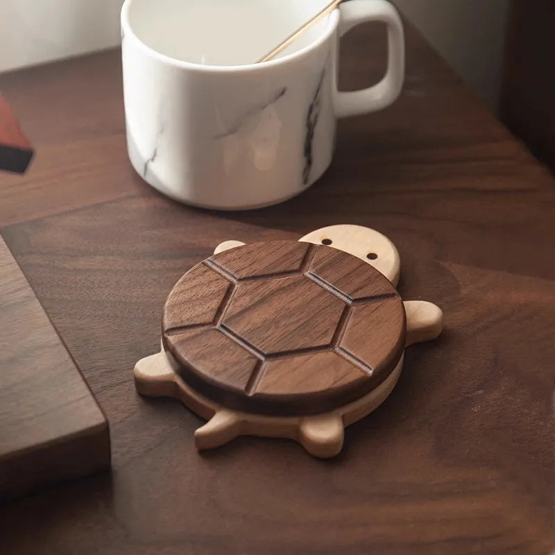 Posavasos con forma de tortuga en madera de nogal, decorativo y aislantePosavasosHome & Garden > Kitchen & Dining > Barware > Coasters