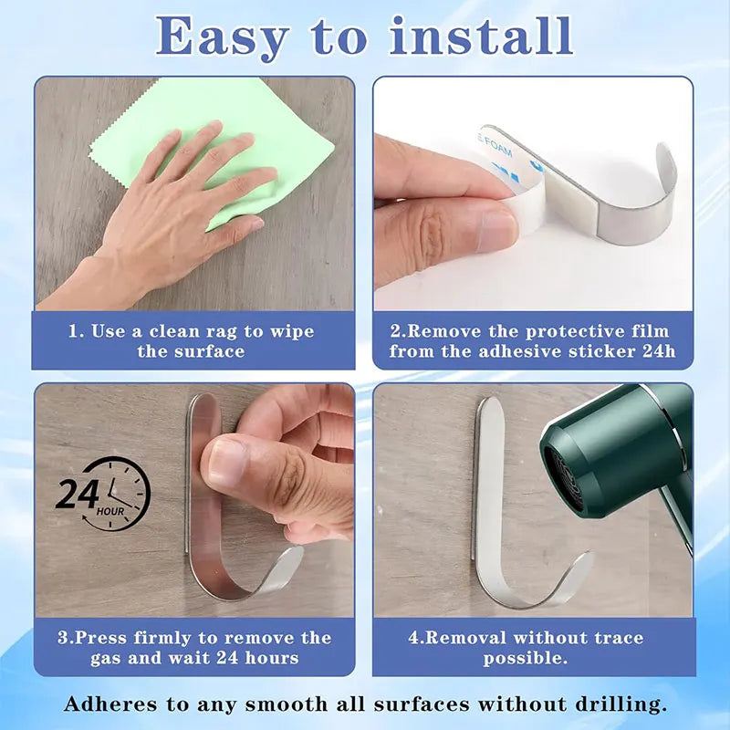 Colgadores de pared tipo J en acero inoxidable, adhesivos y resistentesColgadoresHome & Garden > Bathroom Accessories > Robe Hooks