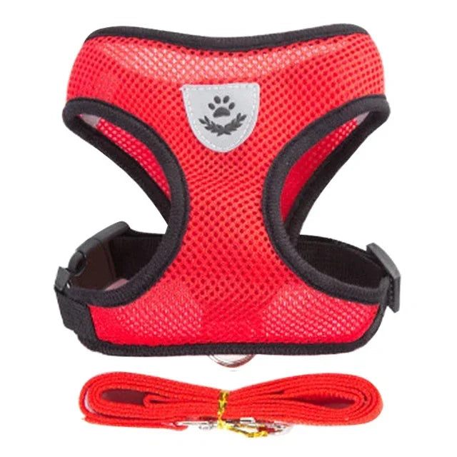 Adjustable mesh pet harness leash