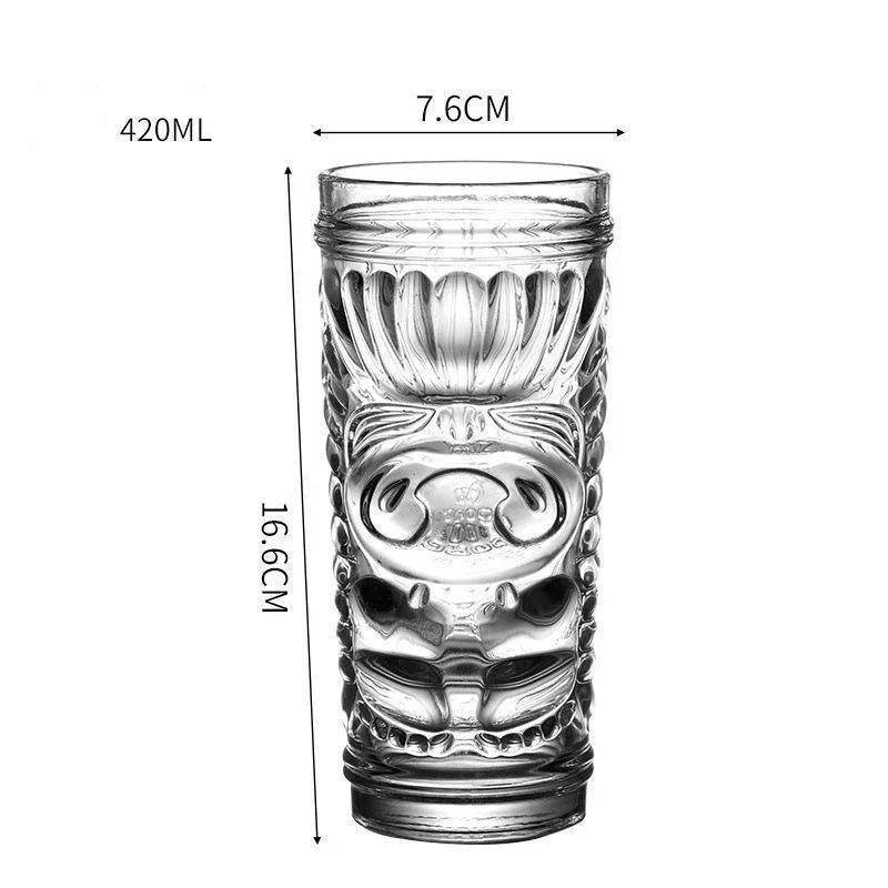 Vaso Tiki 420ml de vidrio transparente | Estilo vintage para cócteles y refrescosVasosHome & Garden > Kitchen & Dining > Tableware > Drinkware > Tumblers