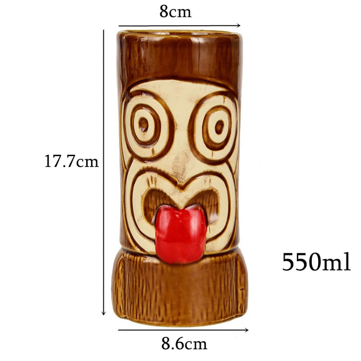 Jarras y vasos tiki de cerámica con inspiración hawaiana de 300 a 700 ml