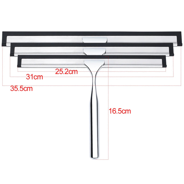 Escobilla de goma de ducha 14’’ con gancho de ventosa | Mango de acero inoxidable y hoja de siliconaEscobillasHome & Garden > Household Supplies > Household Cleaning Supplies > Scrub Brushes