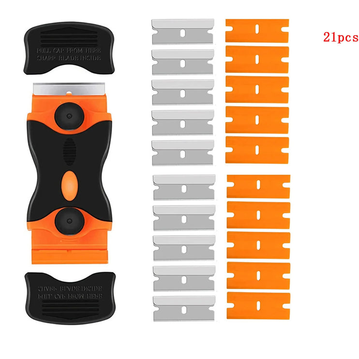 Double-edged blade scraper for multiple surfaces