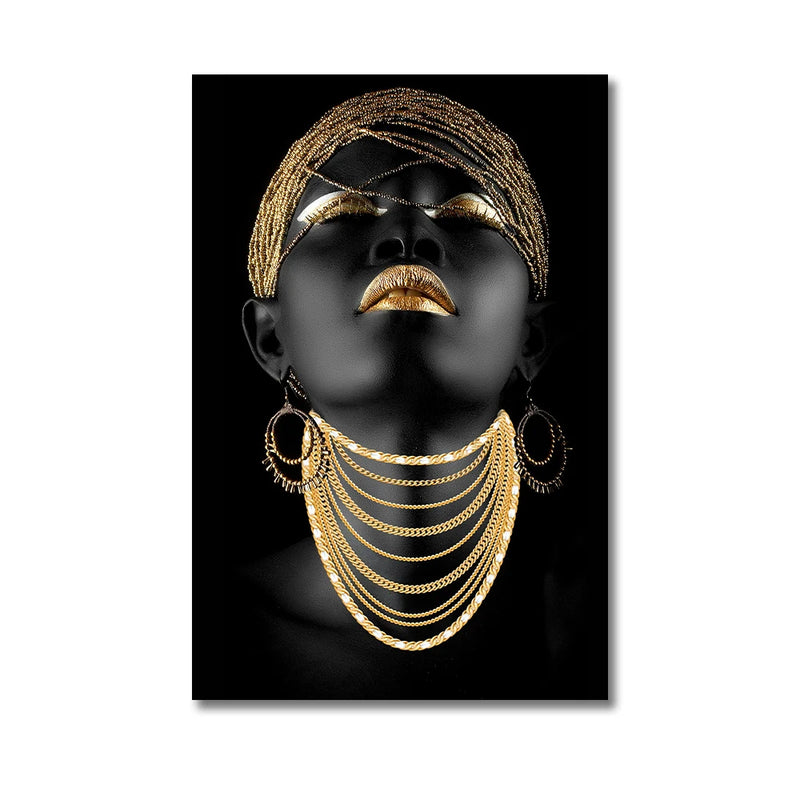 Impresión en lienzo de mujer africana con joyas doradasCuadrosHome & Garden > Decor > Artwork > Posters, Prints, & Visual Artwork > Posters
