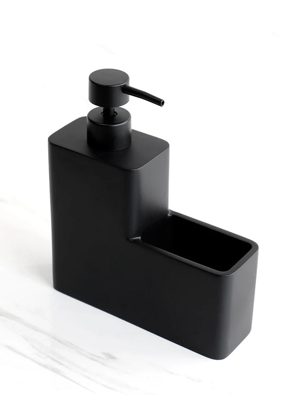 Dispensador de jabón de cocina 450 ml | Botella negra de resina con soporte para esponja | Dosificador líquido para platos o bañoDispensadores de jabónHome & Garden > Bathroom Accessories > Soap & Lotion Dispensers