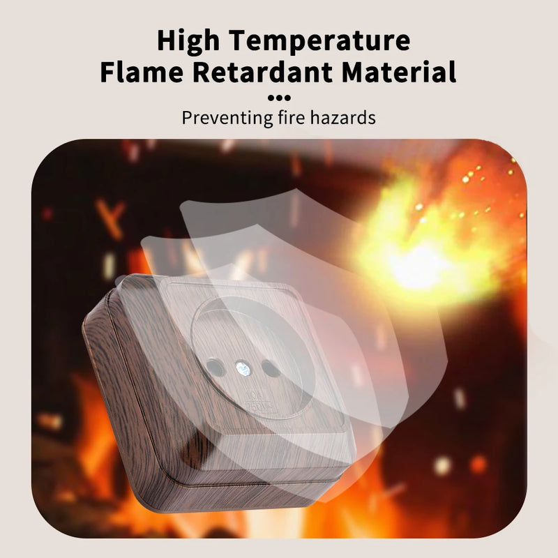 Enchufe de superficie sin toma de tierra efecto madera (uso interior/exterior con caja estanca)EnchufesHardware > Power & Electrical Supplies > Power Outlets & Sockets > Wall Outlets