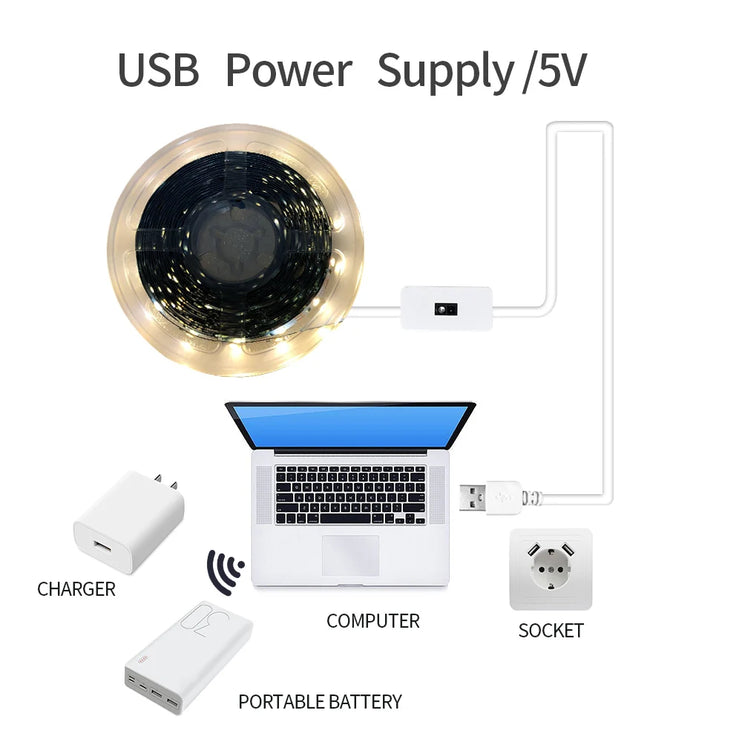 Double-sided LED strip lights with on/off sensor