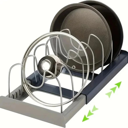 Estante organizador extensible para tapas, ollas y sartenes | Acero inoxidable, 30,5–56 cm, 7 divisoresOrganizadoresHome & Garden > Kitchen & Dining > Kitchen Tools & Utensils > Kitchen Organizers > Pot Racks