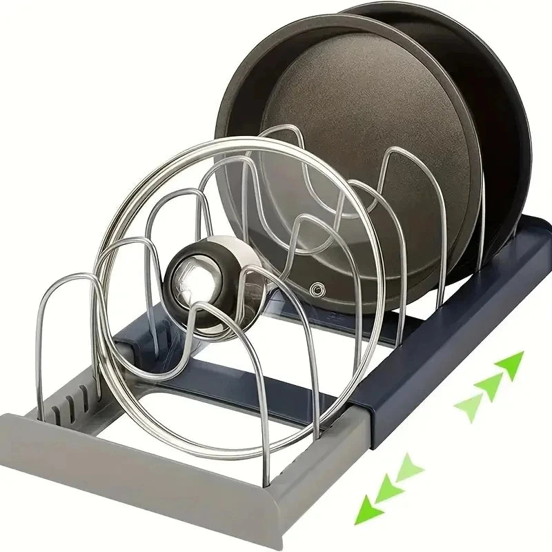 Estante organizador extensible para tapas, ollas y sartenes | Acero inoxidable, 30,5–56 cm, 7 divisoresOrganizadoresHome & Garden > Kitchen & Dining > Kitchen Tools & Utensils > Kitchen Organizers > Pot Racks