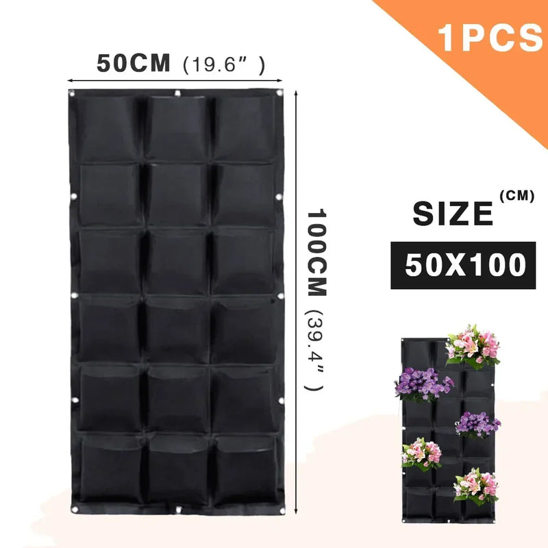 Jardinera vertical con bolsillos para plantarMacetas