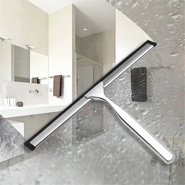 Escobilla de goma de ducha 14’’ con gancho de ventosa | Mango de acero inoxidable y hoja de siliconaEscobillasHome & Garden > Household Supplies > Household Cleaning Supplies > Scrub Brushes