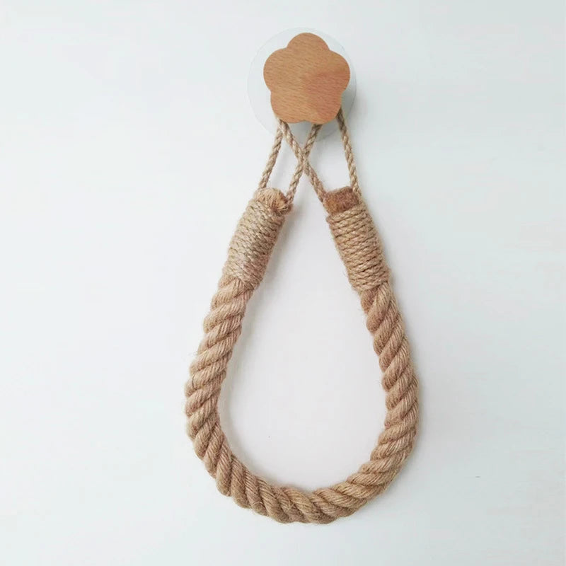 Soporte de papel higiénico sin taladrar en cuerda de linoSoportes para papel