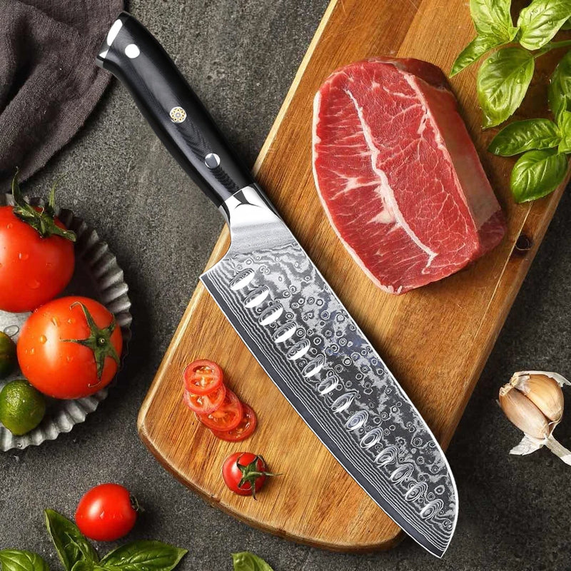Cuchillo Santoku japonés de 7 pulgadas de acero damasco profesionalCuchillosHome & Garden > Kitchen & Dining > Kitchen Tools & Utensils > Kitchen Knives > Santoku Knives