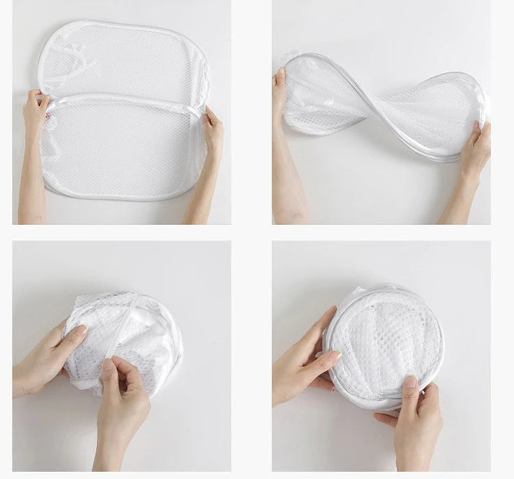 Cesto de ropa plegable de malla con colgadorCestas