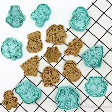 6pcs Christmas Cookie Stamping Mold