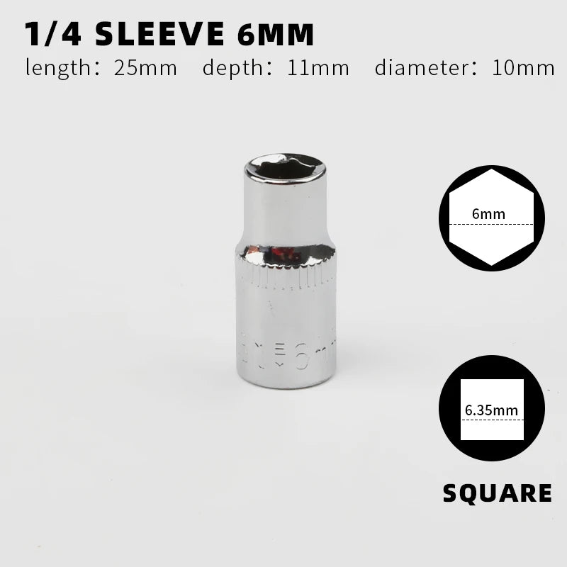 Juego de vasos para llave de impacto de 1/4" con 12 Puntas de 4 a 14mmLlaves de vasoHardware > Tool Accessories > Tool Sockets