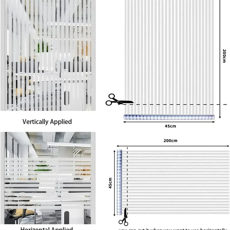 Película de privacidad para ventanas rayada, estática, sin adhesivo para hogar, oficina y salas de reunionesAdhesivosHome & Garden > Decor > Window Treatments > Window Films