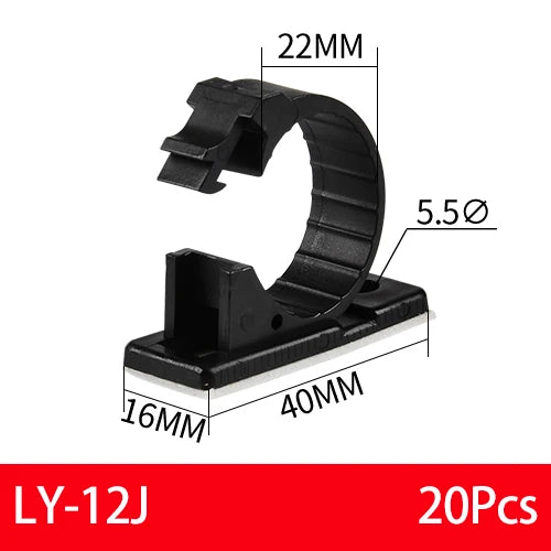 Organizador de cables autoadhesivo negro pack 20 unidadesBridasElectronics > Electronics Accessories > Cable Management > Cable Clips