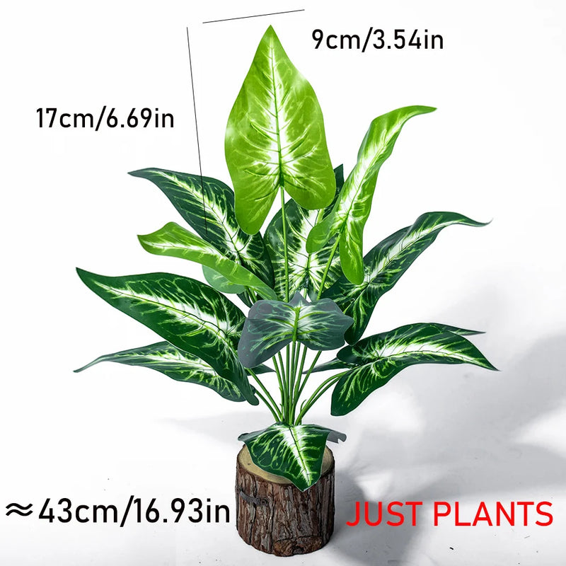 Planta artificial decorativa 43 cm | hojas tropicales realistas con base efecto troncoPlantas artificialesHome & Garden > Decor > Artificial Flora > Artificial Non-Flowering Plants