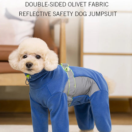 Reflective winter fleece pajamas for dogs