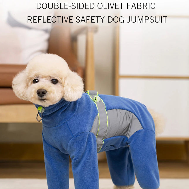 Reflective winter fleece pajamas for dogs