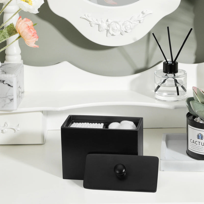 Soporte de hisopos de algodón de resina con tapaCajas bastoncillos algodones