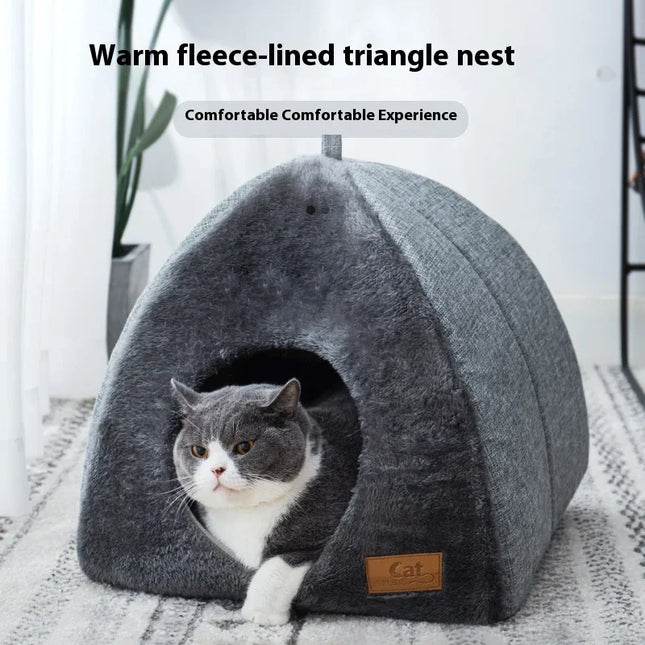 Casa tipo cueva triangular para gatos