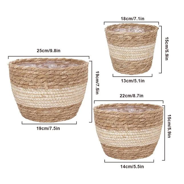 Woven Straw Pot Basket