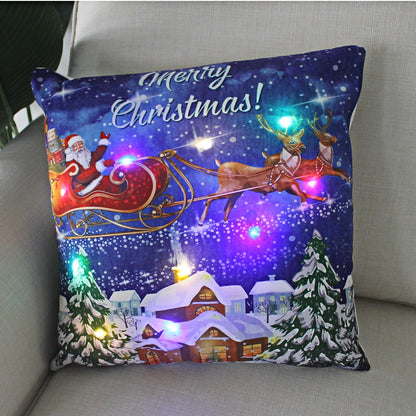 Funda de almohada con luces LED con decoración navideña de 45cm