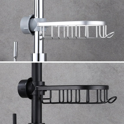 Bathroom faucet storage rack