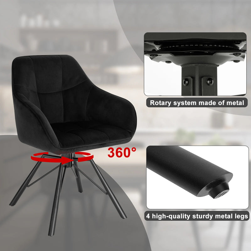 Set de 2 sillas giratorias de terciopelo con reposabrazos para comedorFurniture > Chairs > Kitchen & Dining Room Chairs