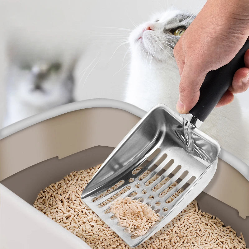 Pala de acero inoxidable para arena de gato con mango de gomaAccesoriosAnimals & Pet Supplies > Pet Supplies > Pet Waste Disposal Systems & Tools
