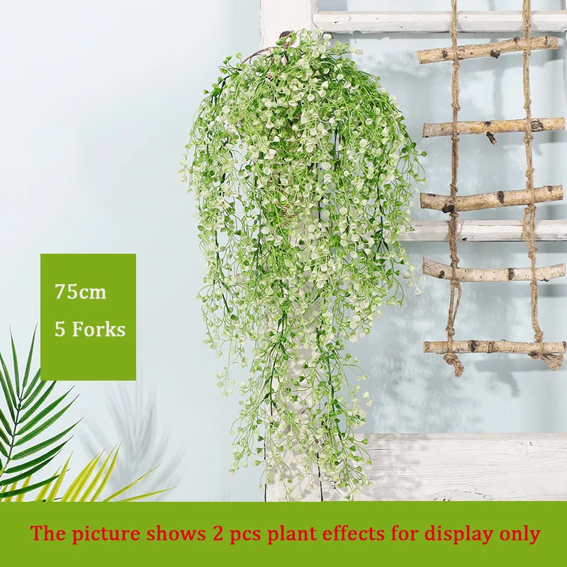 Planta colgante artificial de 75 cm con 5 ramas, hojas de plástico decorativas para pared, jardín o interiorPlantas artificialesHome & Garden > Decor > Artificial Flora > Artificial Non-Flowering Plants
