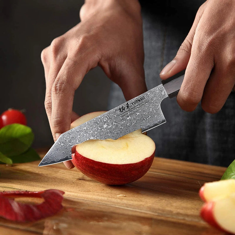 Cuchillo utilitario japonés de 5 pulgadas de acero de Damasco forjado a mano con mango clásico octogonalCuchillosHome & Garden > Kitchen & Dining > Kitchen Tools & Utensils > Kitchen Knives