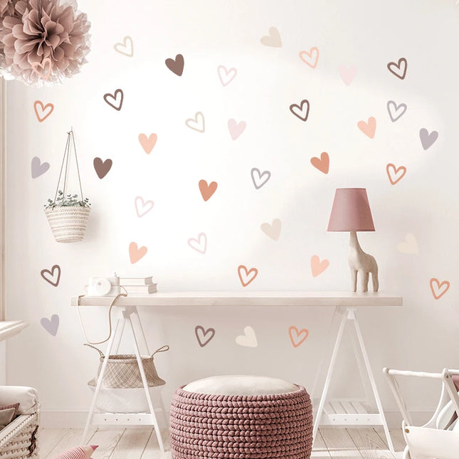 Colorful Hearts Wall Stickers