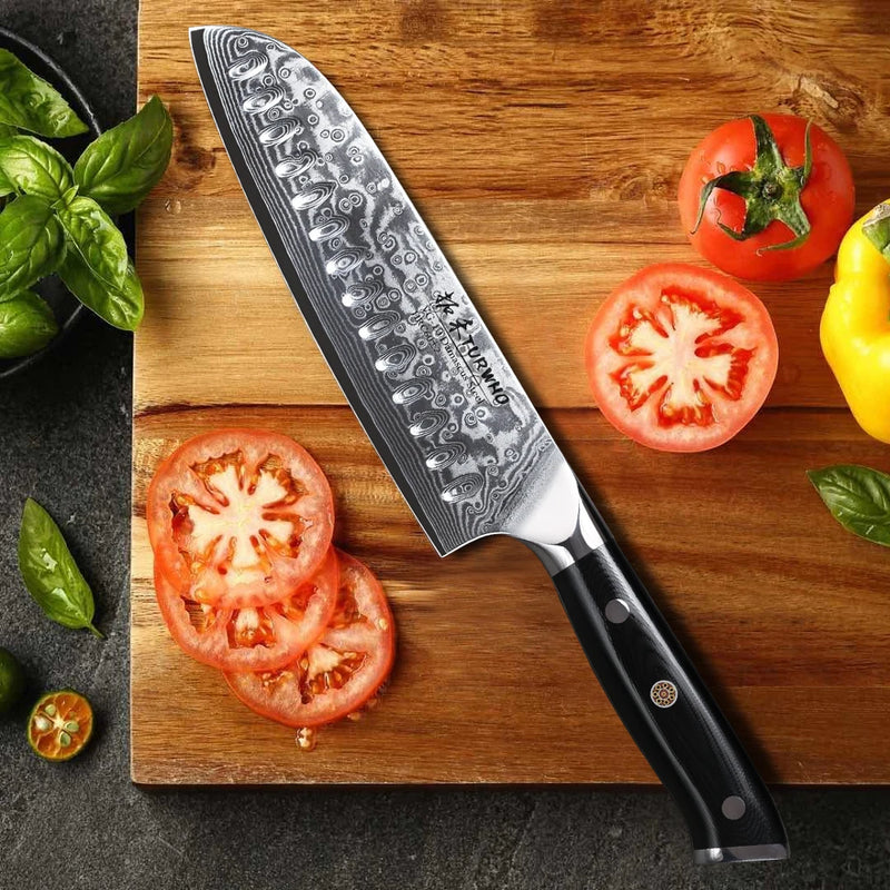 Cuchillo Santoku japonés de 7 pulgadas de acero damasco profesionalCuchillosHome & Garden > Kitchen & Dining > Kitchen Tools & Utensils > Kitchen Knives > Santoku Knives